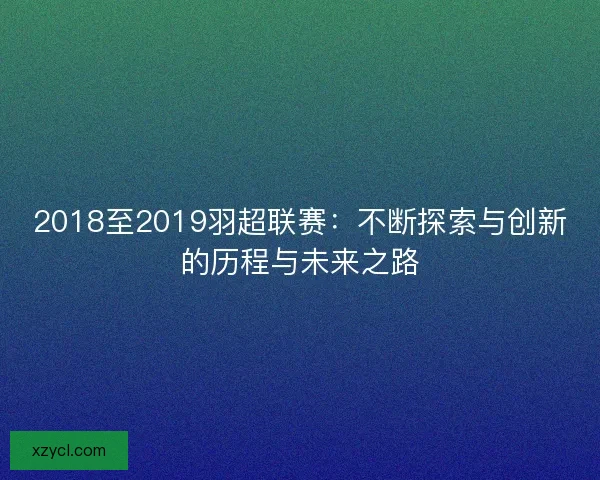 2018至2019羽超联赛：不断探索与创新的历程与未来之路